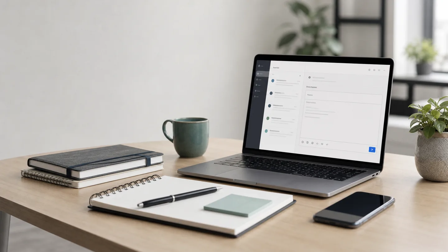 Support workspace with notes and project materials
